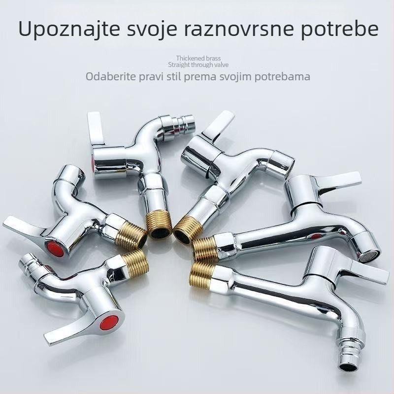 Bakarna višenamjenska slavina za perilicu i sudoper, slavina s brzim otvaranjem, elektroplatinirana površina, moderni minimalistički stil, 1,6 MPa