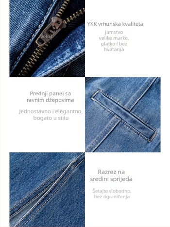 Visoko struka A-linijska midi suknja od denima Tencel-Pamučnog, s prednjim otvorom, pijesčano pranje