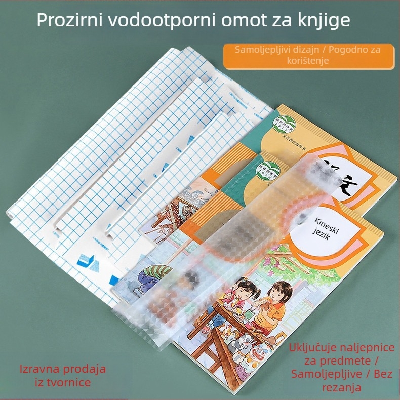 Prozirna samolijepljiva korica za knjige s dijamantnim uzorkom, vodootporna i protuklizna, ljepilo na bazi vode, za učenike