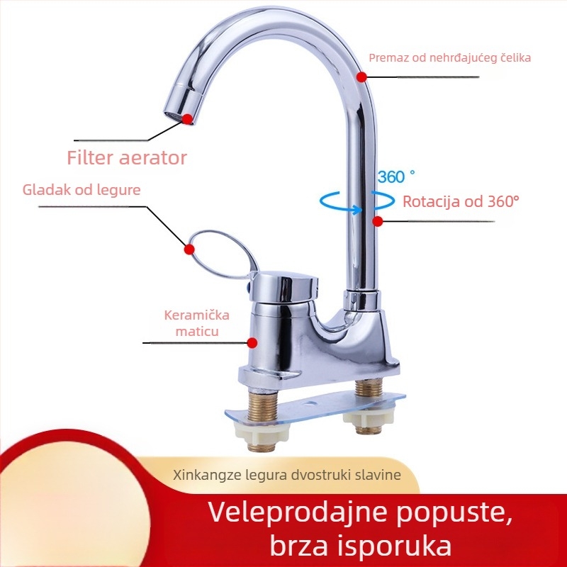Xinkangze SX1006 Miješalica za umivaonik od cinkovog legura, ugradnja ispod umivaonika (Brand: Xinkangze; Model: SX1006; Materijal: cinkov legura; Funkcija: miješalica; Ugradnja: ispod umivaonika)