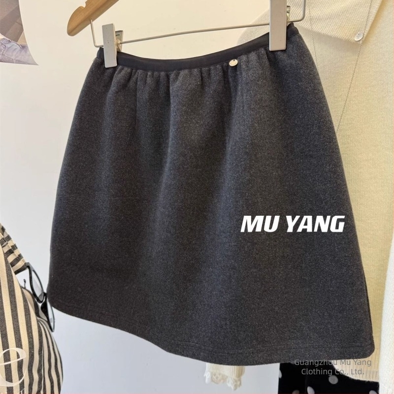 Qunmu Ženska A-linijska kratka suknja, poliester sa svilenim sjajem