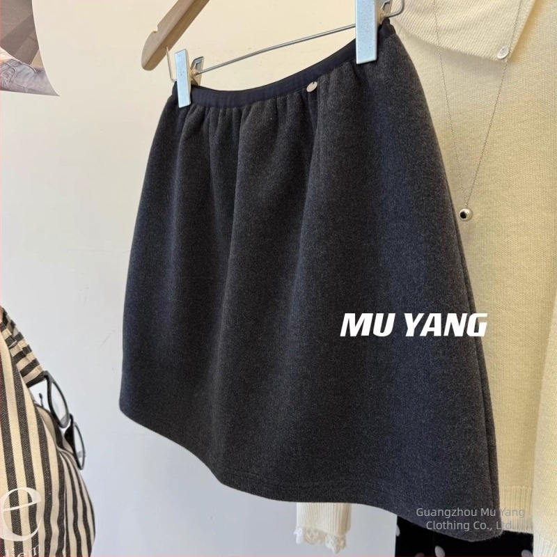 Qunmu Ženska A-linijska kratka suknja, poliester sa svilenim sjajem