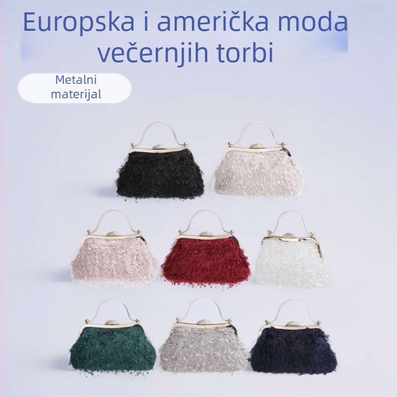 Metalna večernja torba, vodoravni kvadratni oblik, zaključavanje na bravu, ulični stil, podstava od poliestera, za svakodnevnu upotrebu.