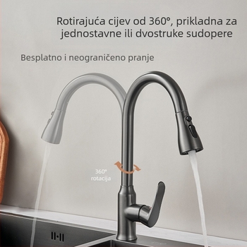 Izvlačni kuhinjski slavine s mesinganim tijelom, keramički uložak, 1/2" ulaz/izlaz, promjer sjedišta ventila 3,5 mm, teleskopna mlaznica