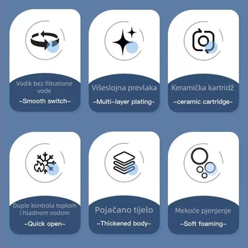 Slavina za umivaonik u kupaoni s toplom i hladnom vodom, od nehrđajućeg čelika 304, keramički disk ventil, podizni mehanizam, montaža na jedan otvor