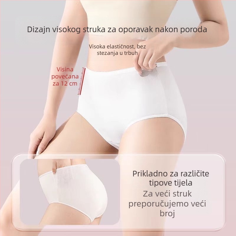 Jednokratno žensko donje rublje s visokim strukom za majčinstvo nakon poroda, 90–95% pamuka, pamukova podstava