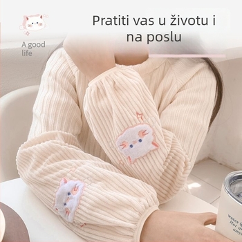 Navlake za rukave A-186 za odrasle žene – kuniće krzno, otporne na mrlje, izšivene