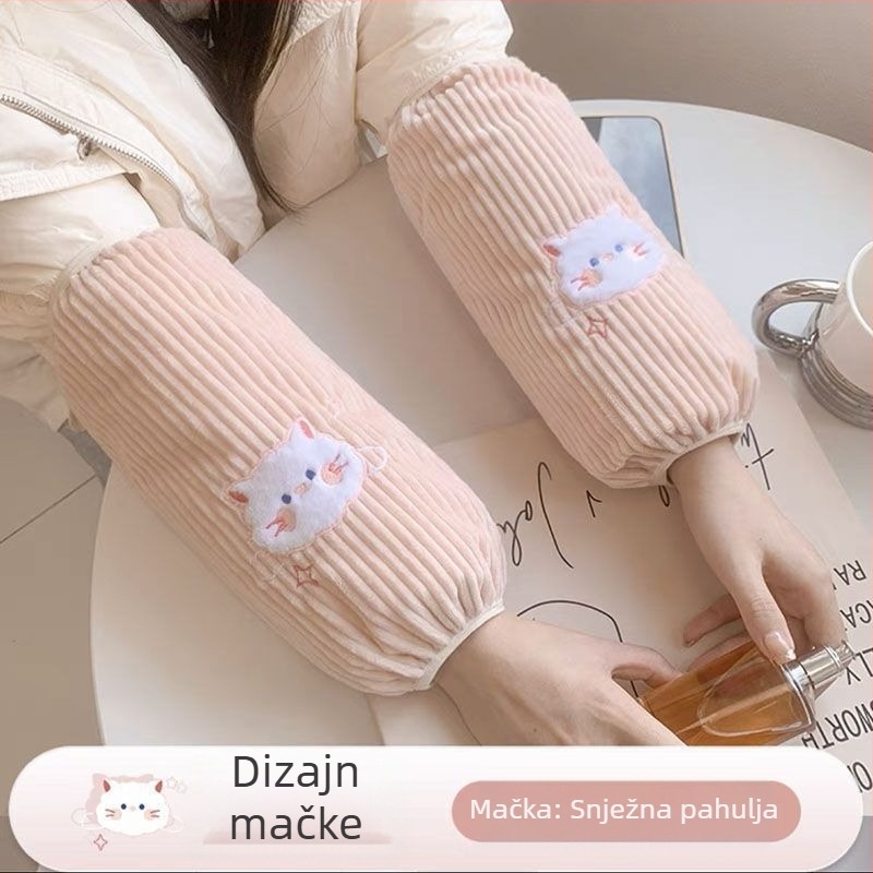 Navlake za rukave A-186 za odrasle žene – kuniće krzno, otporne na mrlje, izšivene