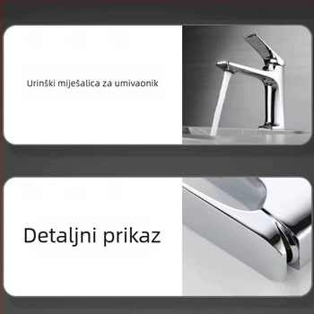 Slavina od nehrđajućeg čelika za umivaonik, toplu i hladnu vodu, keramički kartridž, jednostruki spoj, elektro-polirana završna obrada, model 40499Q/D