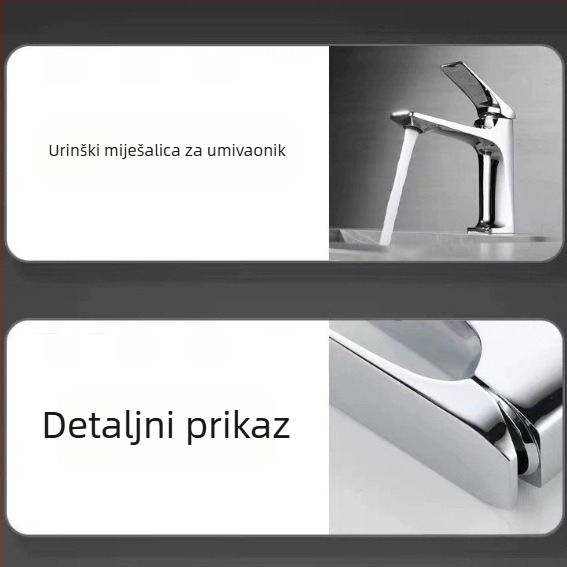 Slavina od nehrđajućeg čelika za umivaonik, toplu i hladnu vodu, keramički kartridž, jednostruki spoj, elektro-polirana završna obrada, model 40499Q/D
