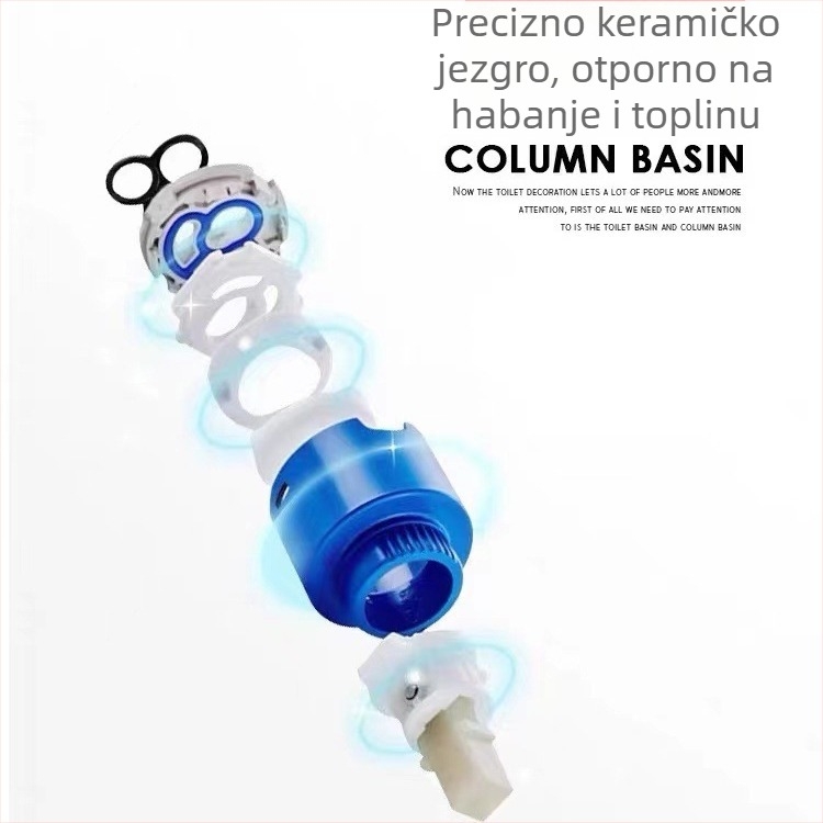 Slavina od nehrđajućeg čelika za umivaonik, toplu i hladnu vodu, keramički kartridž, jednostruki spoj, elektro-polirana završna obrada, model 40499Q/D