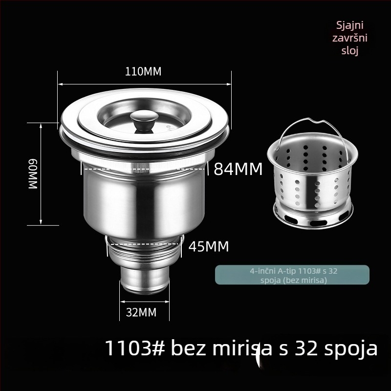 Kexin kuhinjski odvodni set, 201 nehrđajući čelik, model 110, stil laganog luksuza