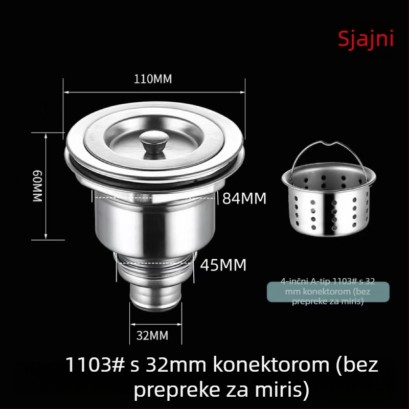 Kexin kuhinjski odvodni set, 201 nehrđajući čelik, model 110, stil laganog luksuza