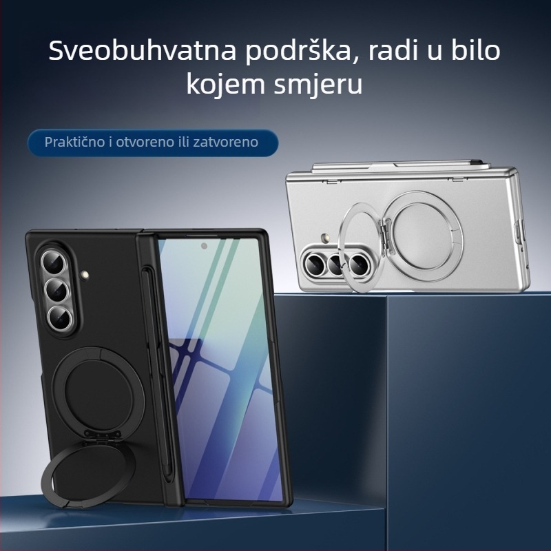 Zaštitno kućište za Samsung Z Fold7/Z Fold5 s magnetskim sklopivim držačem, središnja os za olovku, PC materijal, toplinski tlačno oblikovanje, zaštita od padova