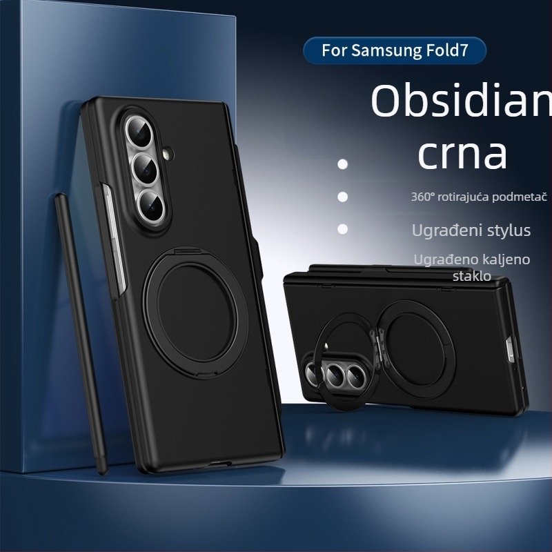 Zaštitno kućište za Samsung Z Fold7/Z Fold5 s magnetskim sklopivim držačem, središnja os za olovku, PC materijal, toplinski tlačno oblikovanje, zaštita od padova