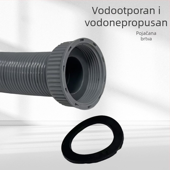 Odvodnja cijev za kuhinju s jednim sudom, rastezljiva, S-oblik, tip povlačenja, plastika/polietilen