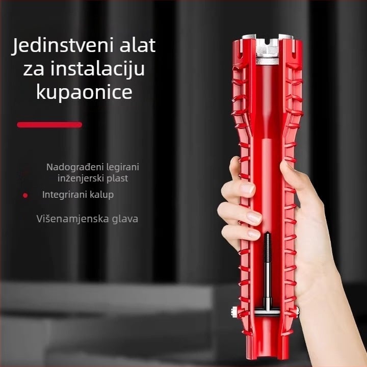 Kuhinjski montirajući ključ za slavinu, 8-u-1 višenamjenski alat za odvijanje i učvršćivanje matica; marka The First Force; Certifikacija: Nijedna; Materijal: Drugo; Stil: Moderan i minimalistički
