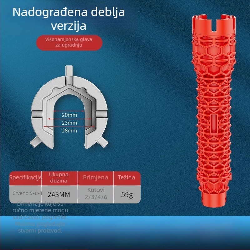 Kuhinjski montirajući ključ za slavinu, 8-u-1 višenamjenski alat za odvijanje i učvršćivanje matica; marka The First Force; Certifikacija: Nijedna; Materijal: Drugo; Stil: Moderan i minimalistički