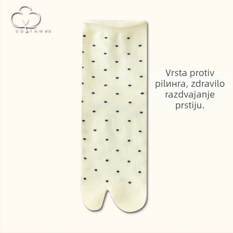 Dvojprstne čarape od pamuka srednje dužine, točkasti uzorak, japanski stil, 80–90% pamuka