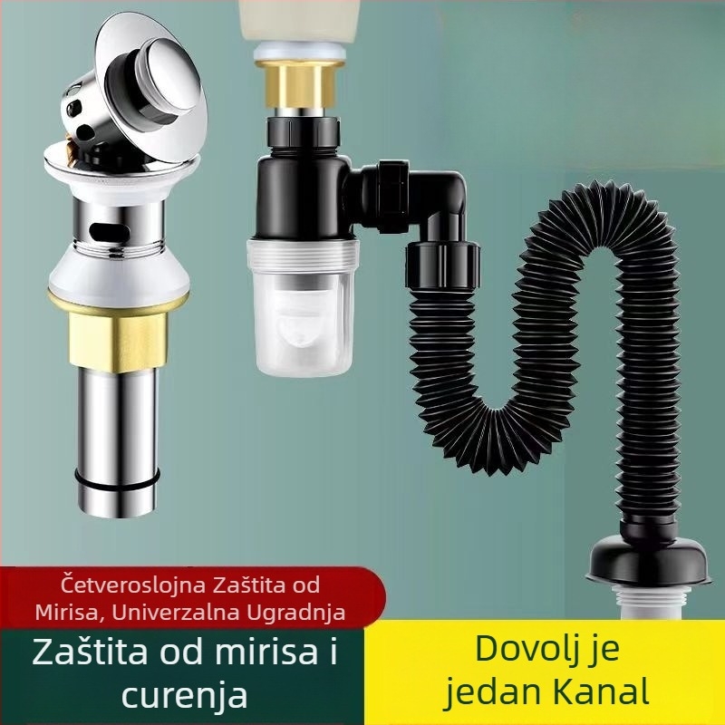 P-oblik sifona za umivaonik s čepom protiv mirisa, plastični, CE certifikat