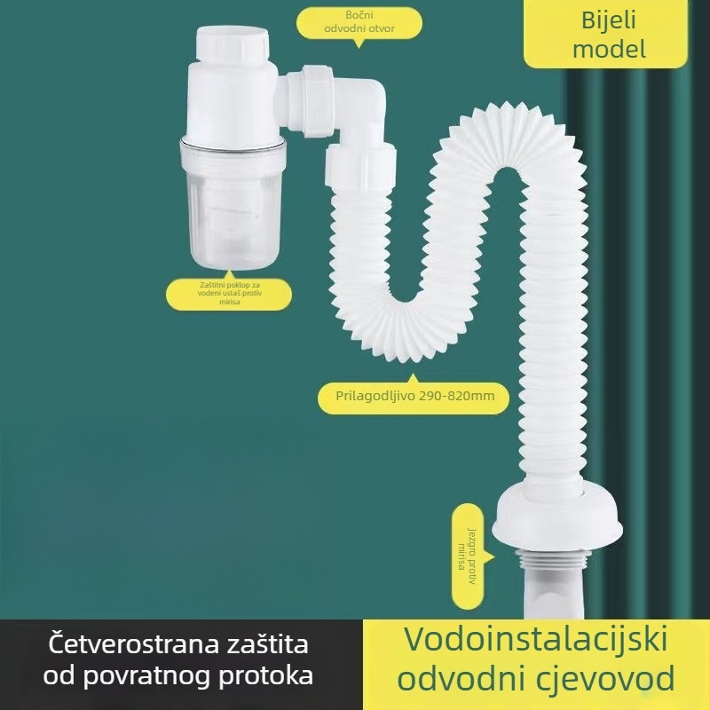 P-oblik sifona za umivaonik s čepom protiv mirisa, plastični, CE certifikat