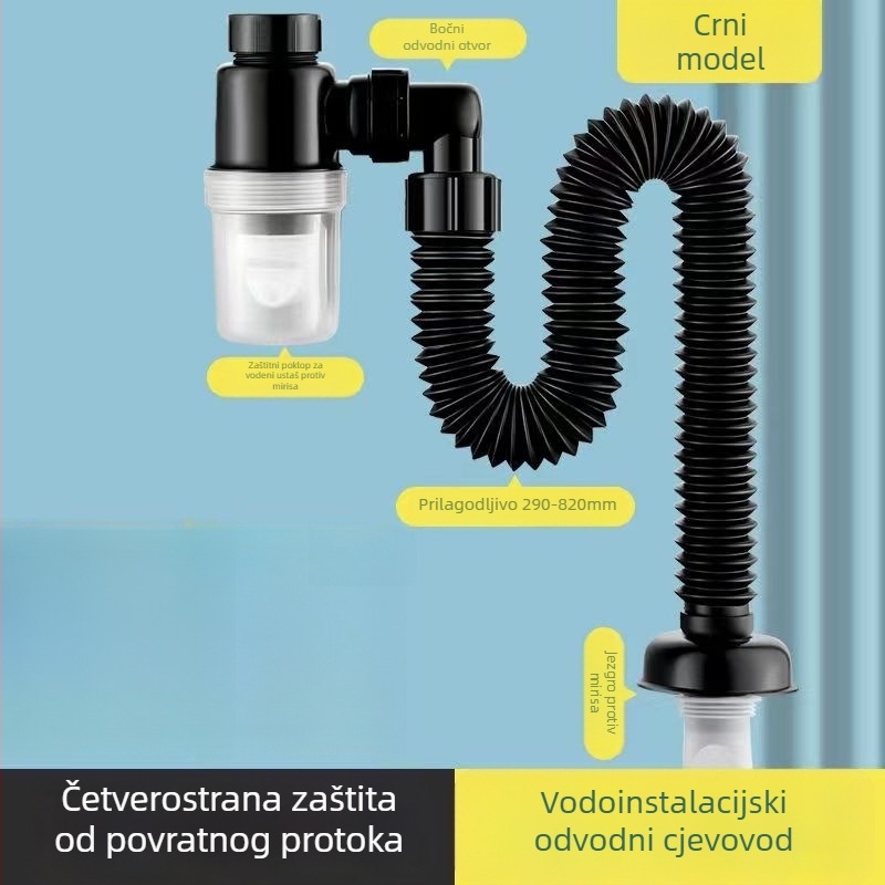 P-oblik sifona za umivaonik s čepom protiv mirisa, plastični, CE certifikat