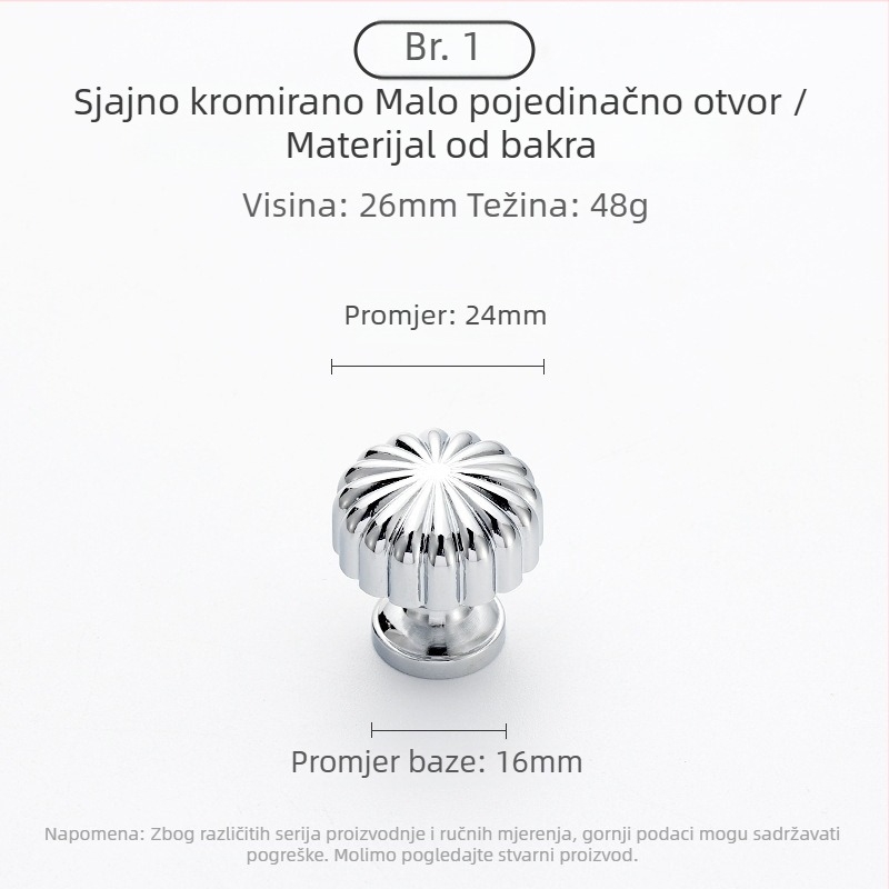 Drška za vrata ormarića - bakar, brušeni završetak, Model 03, Svijetli luksuzni stil