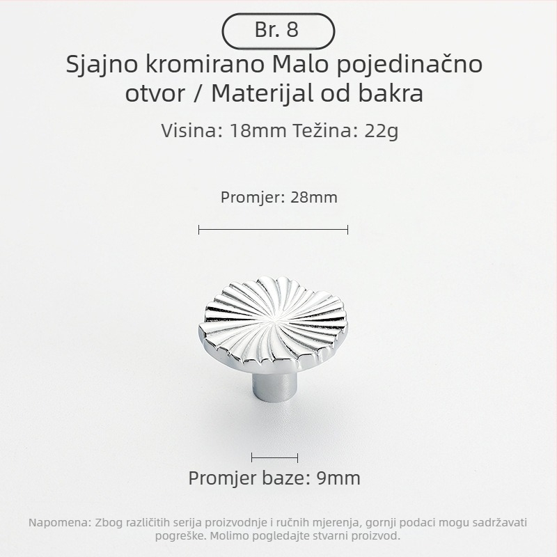 Drška za vrata ormarića - bakar, brušeni završetak, Model 03, Svijetli luksuzni stil