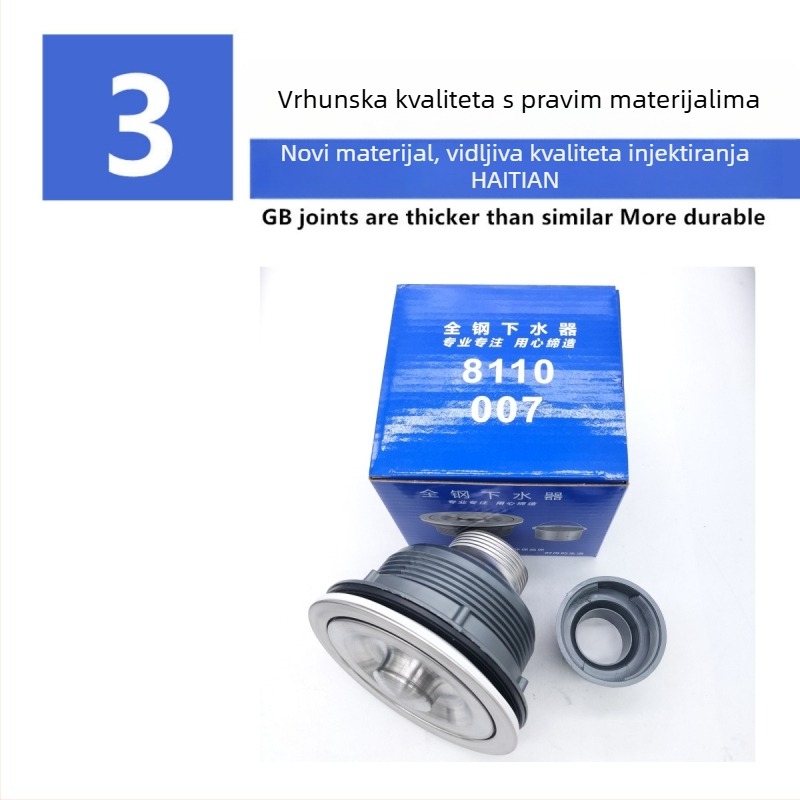 Košara za odvodnju sudopera od nehrđajućeg čelika, model 8110, materijal 201, stil modernog jednostavnog dizajna, tip vučni