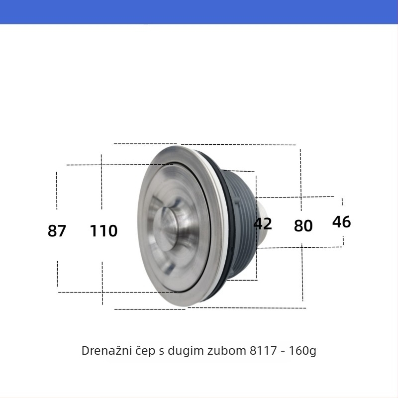 Košara za odvodnju sudopera od nehrđajućeg čelika, model 8110, materijal 201, stil modernog jednostavnog dizajna, tip vučni