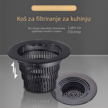 Izvlačiva košara za filtr sudopera – ABS materijal, 100 g, filtr čajnih ostataka, prema američkim standardima