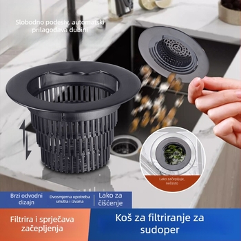 Izvlačiva košara za filtr sudopera – ABS materijal, 100 g, filtr čajnih ostataka, prema američkim standardima