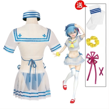 Cosplay kostim Rem — Sailor odjevni komad iz Re:Zero anime, poliester tkanina (80% glavna, 10% sekundarna), ženski, 18–24 godina, za igre/anime uloge.
