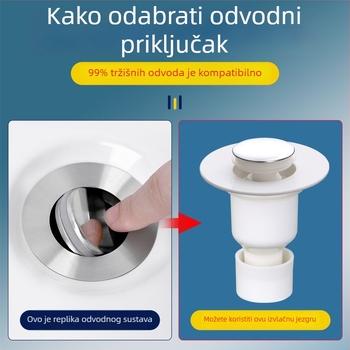 Čep odvod za umivaonik s pop-up mehanizmom, anti miris, duboka vodena brtva (plastika, oblik P, tip: Drugi, CE potvrda)