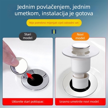 Čep odvod za umivaonik s pop-up mehanizmom, anti miris, duboka vodena brtva (plastika, oblik P, tip: Drugi, CE potvrda)