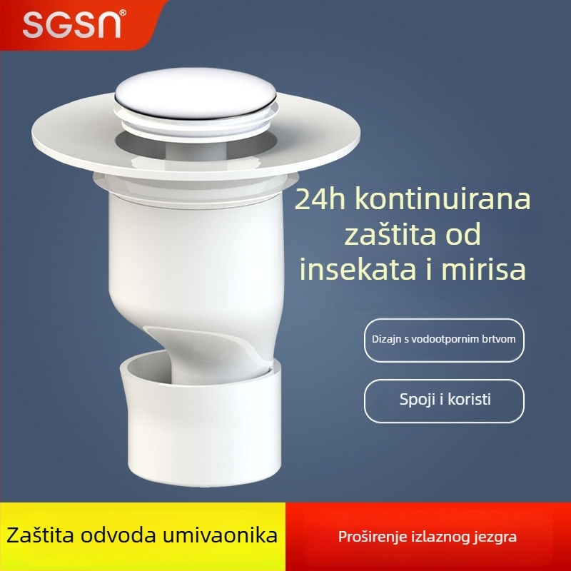 Čep odvod za umivaonik s pop-up mehanizmom, anti miris, duboka vodena brtva (plastika, oblik P, tip: Drugi, CE potvrda)