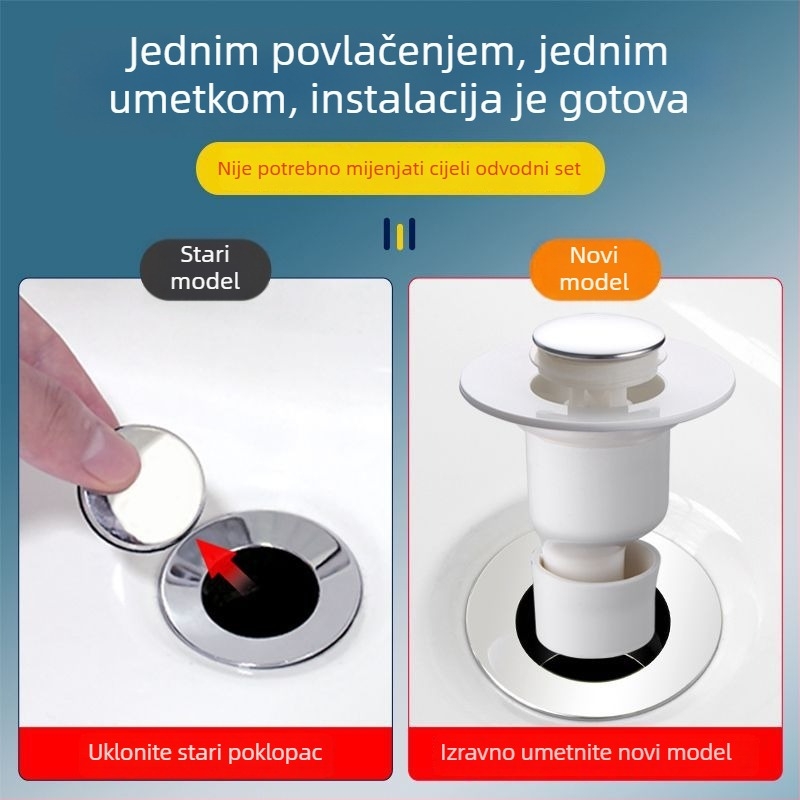 Čep odvod za umivaonik s pop-up mehanizmom, anti miris, duboka vodena brtva (plastika, oblik P, tip: Drugi, CE potvrda)