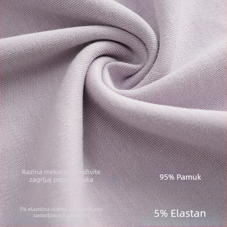 Ženski set pidžama od čistog pamuka s dugim rukavima i kardiganom — jesen-zima, srednje gustoće 181–200 g/m², opuštena silueta, pogodno za nošenje vani