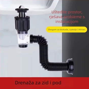 Odvod umivaonika – teleskopski povlačni odvod, ABS, model 3161, oblik 6+526+2959, tip 846, moderni minimalistički stil