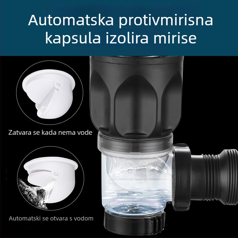 Odvod umivaonika – teleskopski povlačni odvod, ABS, model 3161, oblik 6+526+2959, tip 846, moderni minimalistički stil