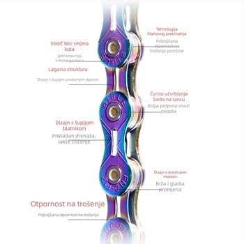 NanLio X12 lanac bicikla od nehrđajućeg čelika, kompatibilan s 8–12 brzina