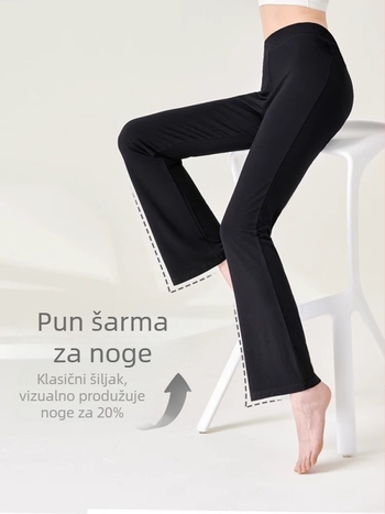 Ženske moderne plesne hlače za trening — uski kroj, ravne nogavice (Viskozno vlakno 95%+, Žena, Scenska odjeća, Ljeto 2025)