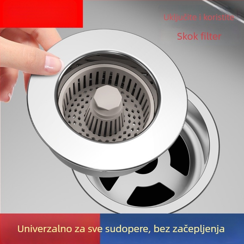 Pop-Up odvod za sudoper – ABS, protiv mirisa, brtveni čep, Bounce Core model, univerzalni filtracijski odvod