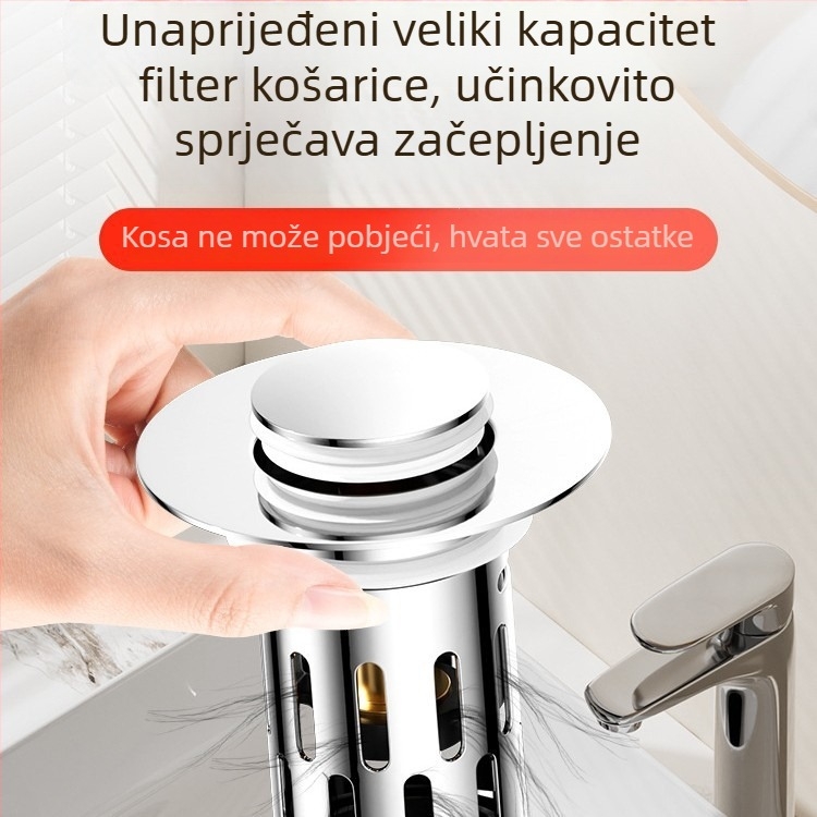 Desley odvoda zátka za umivaonik s filtrom, od nehrđajućeg čelika 304, model CL003-01, moderan minimalist stil, težina 55 g