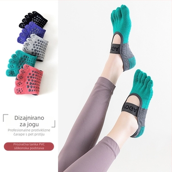 Pet prstiju joga čarape za Pilates – protuklizne, prozračne pamuk, srednje duljine potkoljenice, za sve sezone, ženske tinejdžerske fitness čarape