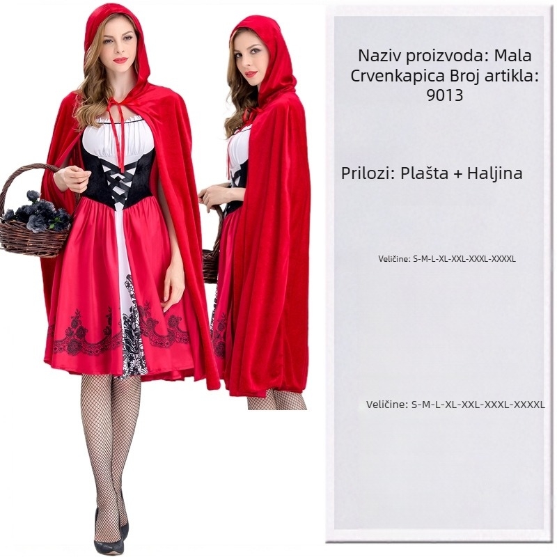 Cosplay kapuljača za Halloween – Kostim Crvenkapica, ženski kostim, pamuk-poliester smjesa