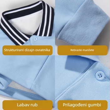 Polo majica za djecu, jednofarbna, pamuk-elastin mješavina 95% pamuka, 5% elastan, Genius, za djecu iznad 8 godina.