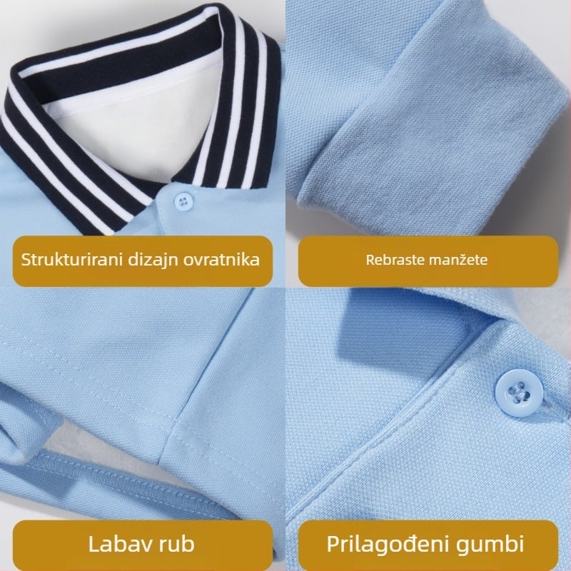 Polo majica za djecu, jednofarbna, pamuk-elastin mješavina 95% pamuka, 5% elastan, Genius, za djecu iznad 8 godina.