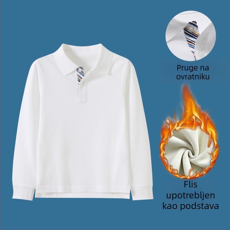 Pamučno polo za djecu - dugi rukav, unisex, sve sezone (za djecu od 3 do 8 godina)