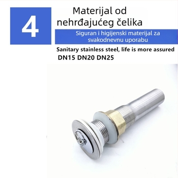 Mramorni odvod za sudoper s vučnim prstenom – podizni tip, nehrđajući čelik, model 6.0, moderni minimalistički dizajn